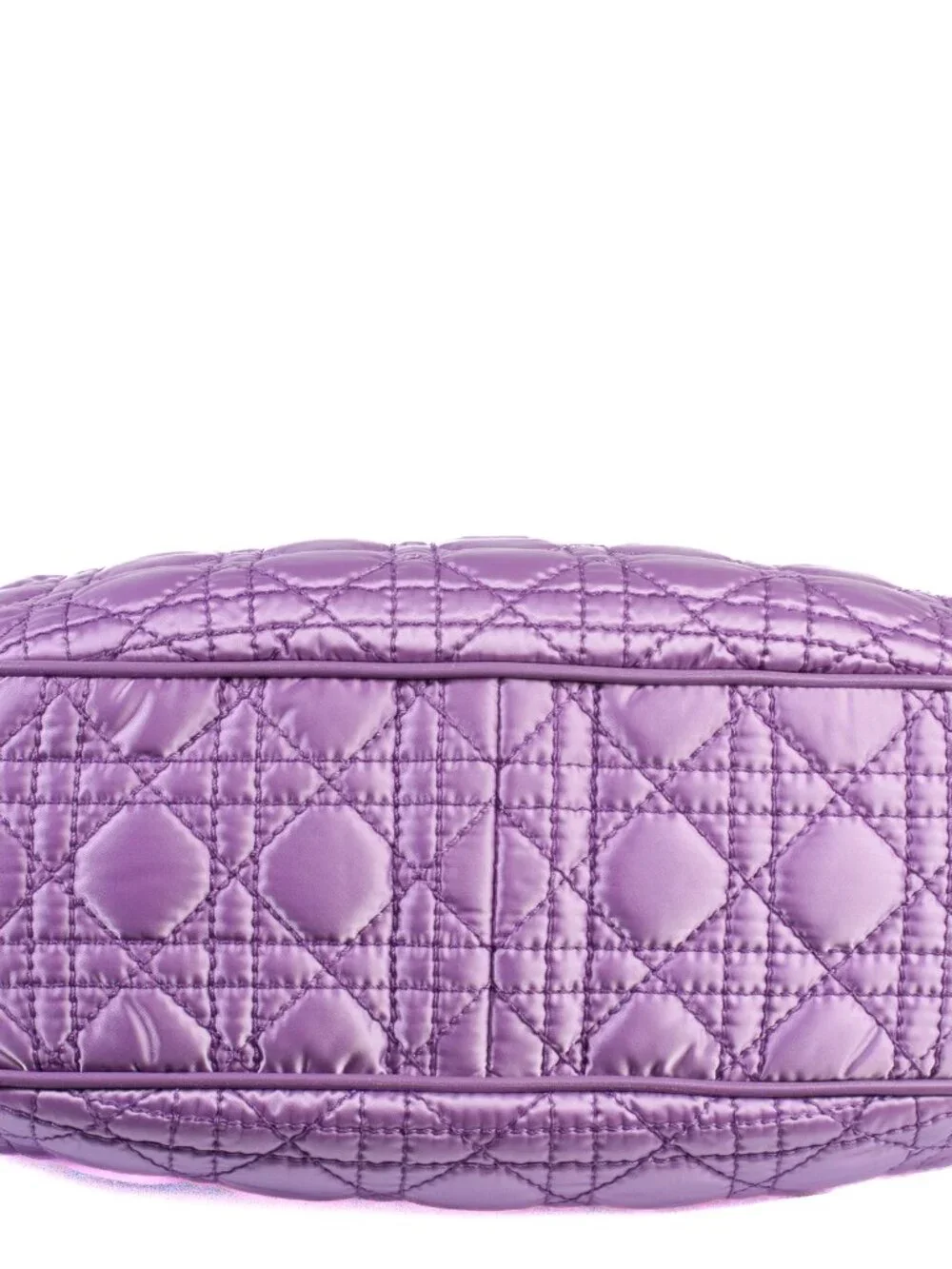 Authentic Christian Dior Light Purple Cannage Quilted Satin Nylon Charming Tote